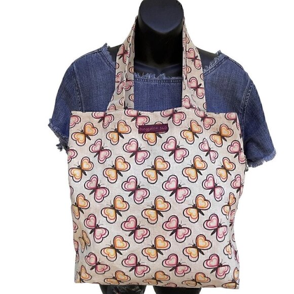 Bungalow 360 Butterflies Reversible Canvas Tote Bag Multicolor Women’s Large Bag - Picture 2 of 9